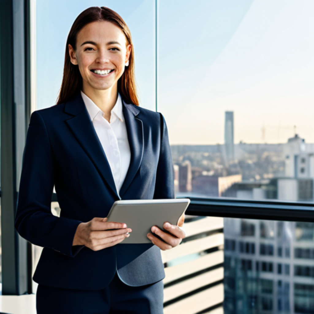 의식적 선택 훈련과 자기 동기 부여 - **

A professional businesswoman in a tailored, modest business suit, standing confidently in a mode...